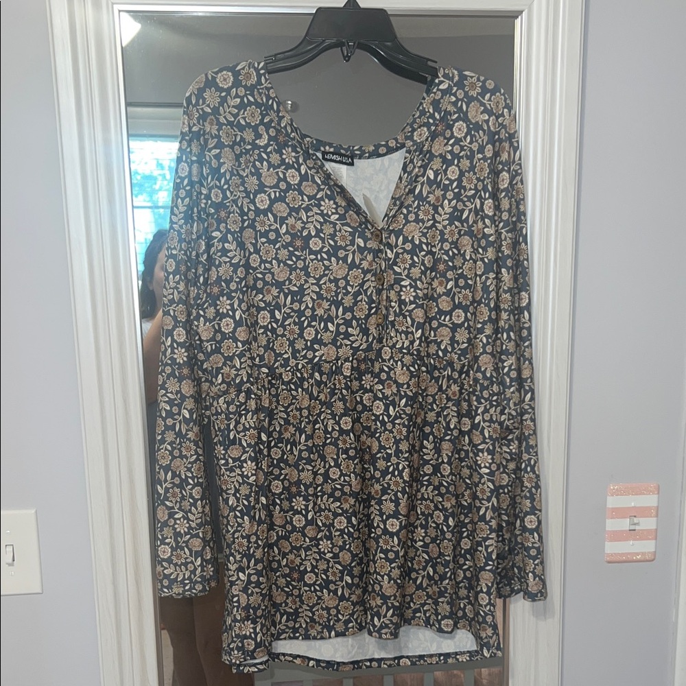 HEIMISH USA Floral Long Sleeve Top - Black and Tan